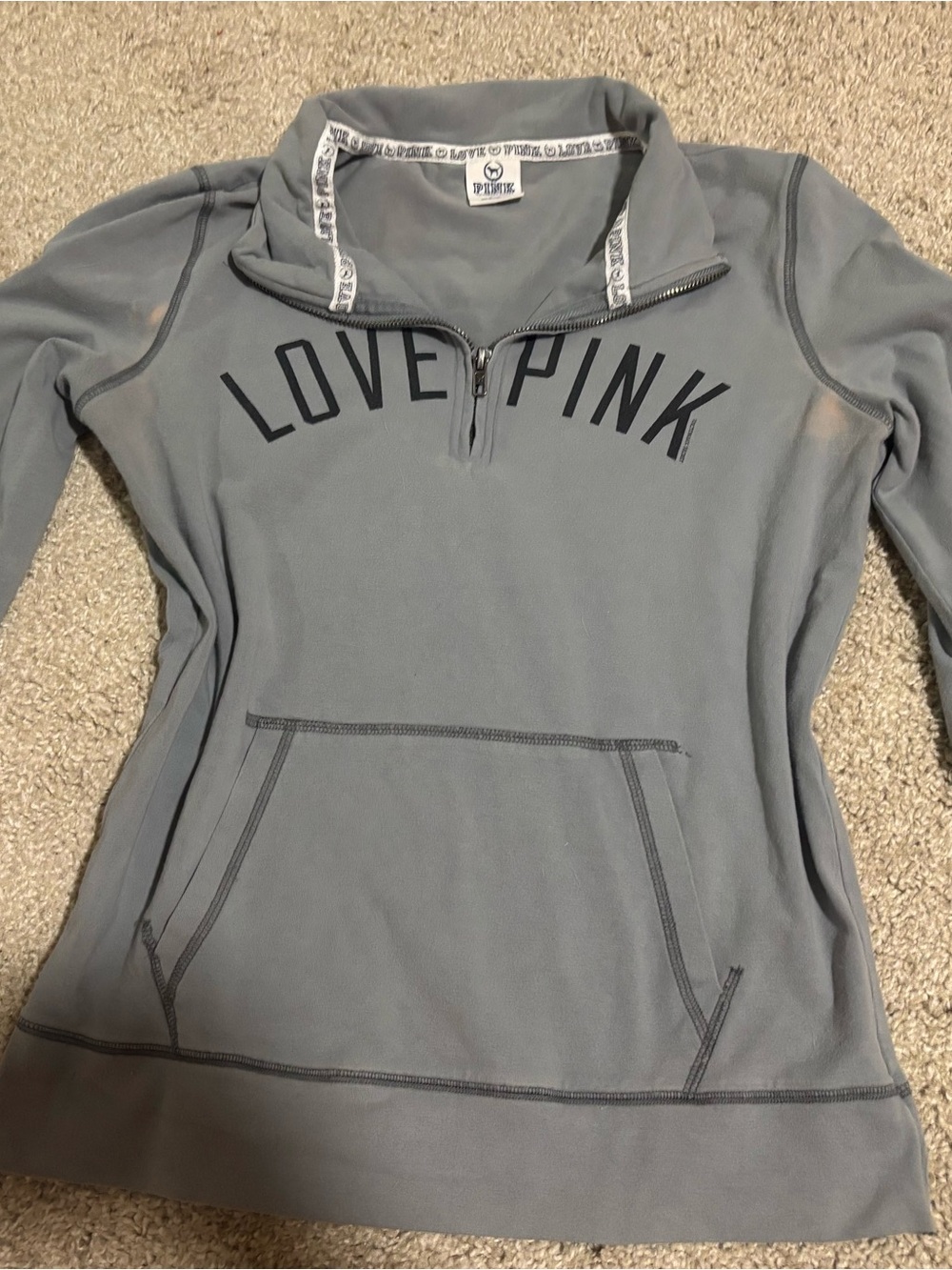 Victoria's Secret PINK Quarter-Zip Pullover - Gray